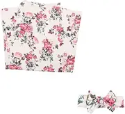 1Set Floral Swaddle Wrap with Matching Headband for Newborn Photography for Cuddling and Comfort Shower