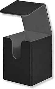 Premium Trading Card Case – Fits 100+ Sleeved Cards, Secure Hard Shell Deck Box for Collectible Cards, Compatible with MTG, TCG, and More (Black-Grey)