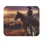 Mouse Pad (Rectangle) Cowboy and His Faithful Dog Overlooking a Herd of Cattle 3