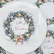 BESALILY Christmas Paper Napkins Decorative Disposable 33x33cm/2-Ply Christmas New Year Party Luncheon Dinner Napkins Paper for Decoupage Xmas Cocktail Napkins (Merry Xmas)