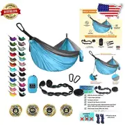 Extra Large Double Camping Hammock - Portable & Lightweight with Tree Straps