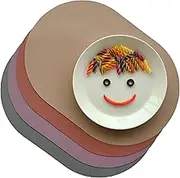 Pogning Home Silicone Placemats Set of 4 - Heat Resistant Washable and Wipeable Non Slip Place Mats, Waterproof Modern Dining Table Mats, Oval 16.9"x11.8"(Serenity)