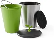 Chef'n EcoCrock Countertop Compost Bin, 3.3 Liter, Steel Gray