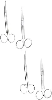 Healeved 2sets 2pcs Pet Hairdressing Scissors Stainless Steel Durable Pet Grooming Shears Ergonomic Design for Home and Salon Use Straight Bending Tip Silver Finish 2pcs*2