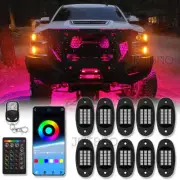 10 Pods RGB LED Rock Lights Underbody Glow Neon Music Light Lamp Bluetooth APP