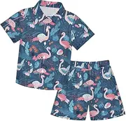 [Caihoyu] Little & Big Boy's Hawaiian Button Down Shirts and Shorts Set Toddler Baby Boy Outfit Summer Clothing