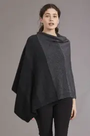 McDonald Possum Merino Ombre Womens Poncho -Black/Charcoal/Pewter