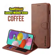 For Samsung Galaxy A51 Case, SupRShield Wallet Leather Flip Magnetic Stand Case Cover (Coffee)