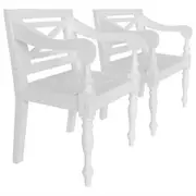 Batavia Chairs 2 pcs Solid Mahogany Wood White