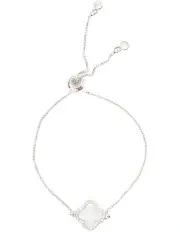 [Mocha] Mother Of Pearl Clover Bracelet in Silver