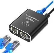 Gigabit Ethernet Splitter 1 to 2, 1000Mbps Internet Splitter 1 in 2 Out, ethernet Cable Splitter with USB Power Cable, RJ45 Splitter for Cat5/5e/6/7/8 Cable(2 Devices Simultaneously Networking)