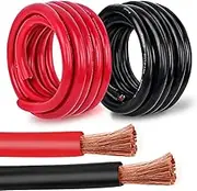 6 Gauge Battery Cable Copper Wire, 10FT Red+10FT Black 6 AWG Welding Cable Standard USA OFC Wire for Automotive, Battery, Solar, Marine and Generator