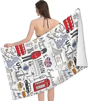[JBYJBX] I Love London Print Beach Towel 32x52in Microfiber Sandproof Pool Towel for Wedding Quick Dry Towel Gifts