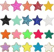 20pcs Star Iron on Patches, Multicolor Embroidery& Sequins Five Pointed Star Patches Star Applique Patches Iron on Embroidery Clothing Chenille Patches for Clothes Hats Backpacks Costume