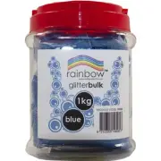 BLUE FINE GLITTER BULK 1KG IN JAR RAINBOW - FREE POST