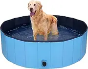 XXL Folding Dog Pool, 160cm Portable Pet Pool, Dog Bath Tub, Summer Cooling Grooming, Foldable Pool for Dogs Cats and Pet Puppy Bathing Tub (160cm)