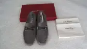NEW SALVATORE FERRAGAMO FRONT 4 Grey Suede Leather Men Loafers Size 8 EEE