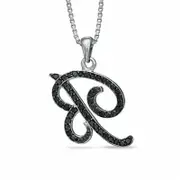 0.25 CT. T.W. Enhanced Black Natural Diamond "B" Initial Pendant in Sterling Silver