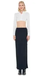 Norma Kamali High-Waist Side Slit Long Skirt Women's XS/29 Black Pull On Style~