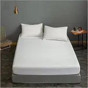 [Pacum] Queen Sheets 1pc Black Color Fitted Sheet Single/Queen/King Drap de lit Bed Sheet Sets Solid Double Bed Sheets (no Pillowcase) Queen Sheet Set (Color : Baise, Size : China)