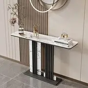 Gold and Black Console Table, Sofa Table, Modern Entryway Table, Narrow Hallway Tables with Geometric Metal Legs for Living Room, Hallway(Black 4,100 * 30 * 80cm)