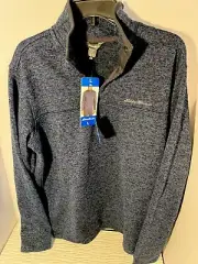 Eddie Bauer Men's Navy Heather Radiator Fleece Snap Front Pullover Size Large