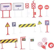 ADOCARN Interactive Traffic Sign Toys Set 6 Sets of Mini Road Signs for Kids Micro Decor Education Toy