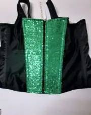Top Drawer by Daisy Corsets, Corset Black w/GreenSparkle Size 4XL