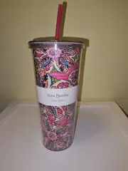 Vera Bradley Travel Tumbler 24 oz Straw Double Wall Sunburst Floral New W/ Tag