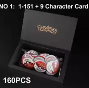 160 Pcs Pokemon Tazos 1/ 2 1st Generation Strokes Box 3D round Square Collection