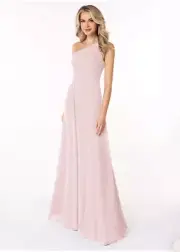 NWT Azazie Dallas Blushing Pink A-Line One Shoulder Chiffon Dress