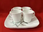 Corning Corelle Twilight Grove Mugs And Plates, 8 Pieces, (A1477) Made In USA