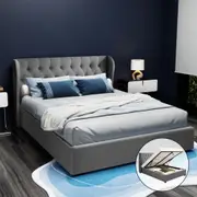 Artiss Bed Frame Queen Gas Lift Base with Storage Grey ISSA