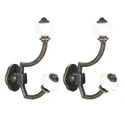 Wall Hooks, 2Pcs Zinc Alloy Double Prong Vintage Pumpkin Knob Coat Hook (Bronze)
