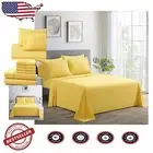 Luxury Deep Pocket Double/Full Sheet Set - 6 Pieces Soft Bamboo Rayon, Yellow