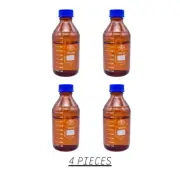 Simax Laboratory Reagent Media Bottle 1000 ml Borosilicate Glass Amber 4 Pieces