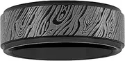 [STEEL NATION JEWELRY] Men’s Black Tantalum Carbide 8mm Hammer Finish Grooved Wedding Band