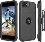 For iPhone SE 2020 (2nd Gen) Case, Belt Clip Holster Defender Cover + Kickstand