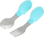ibasenice 2Pcs Stainless Steel Fork and Spoon Set Cartoon Training Tableware Color Supplement Cutlery for