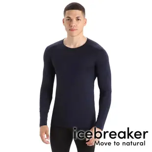 【icebreaker】Oasis 男羊毛素色圓領長袖上衣 BF200『夜藍』104365 戶外 運動 柔軟 舒適 羊毛