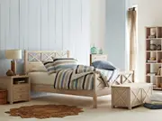 Ocean Grove Cross Thatch Bed Frame - King / Brownwash