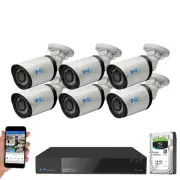 8 Channel NVR 6 5MP H.265+ PoE IP Microphone AI Bullet Security Camera System