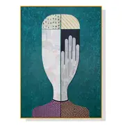 50Cmx70cm Abstract Man Gold Frame Canvas Wall Art