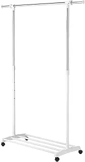 Whitmor Deluxe Adjustable Garment Rack, White & Chrome with Wheels