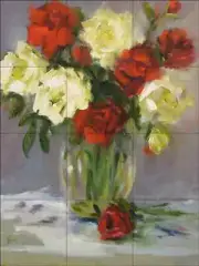 Rose Tile Backsplash Bette Jaedicke Floral Art Ceramic Mural BJA030