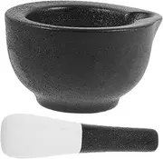 GARVALON 1 Set Set Ceramic Grinding Jar Grinding Bowl for Kitchen Household Pestle Grinding Pestle for Office Pills Grinding Bowl Spices Seasoning Crush Pot Garlic Pestle Ceramics Black