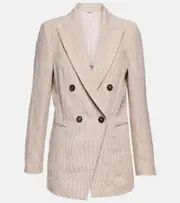[Brunello Cucinelli] Brunello Cucinelli Double-breasted linen blazer AU 6 beige