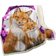 Wild Animals Art Flowery Nights Foxes Throw Blanket