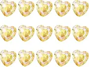 sourcing map 15 Pcs 3D Heart Orange Nail Rhinestones K9 Glass Crystal Rhinestones Pointed Back Crooked Heart Gems for Nail Charm Art DIY Decoration Craft 8x8mm