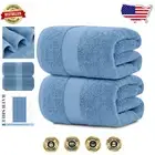 Luxury Cotton Bath Sheets Set - Extra Large 35x70, Machine Washable, Light Blue